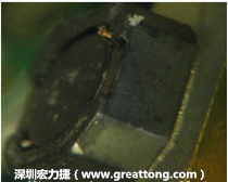 使用銀(Ag)鍍層的電源電感器(Power Inductors)，經(jīng)過推力測試后，零件端點上已經(jīng)看不到任何鍍層的痕跡了，所以其耐推力就比較小。
