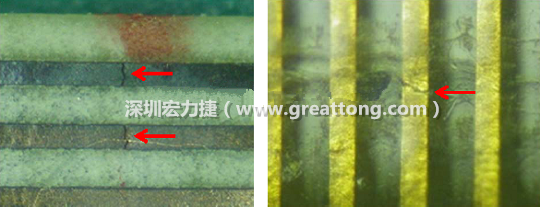 如果擔(dān)心這個方法可能對弄斷銅箔線路，也可以試著將銅箔線路旁沒有銅箔的位置切開，然后試著撕開剝離外層護膜(cover film)，達(dá)到相同的目的