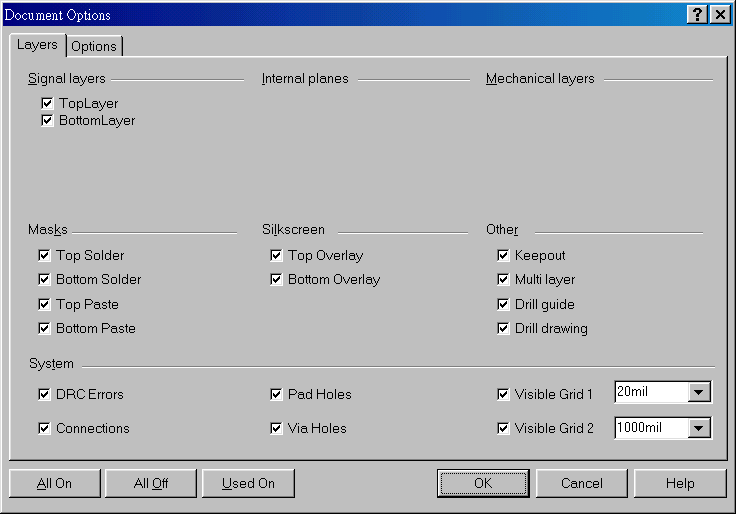 在主功能列，Design >> Option，打開Document Option設(shè)置環(huán)境