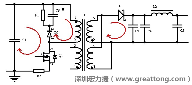 元件布局的時(shí)候，要優(yōu)先考慮高頻脈沖電流和大電流的環(huán)路面積，盡可能地減小,以抑制開關(guān)電源的輻射干擾