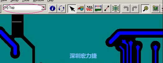 如果圖形像下圖一樣無法顯示鉆孔，只須圖（186）將紅色圈住的活動層改為當前顯示層即可。