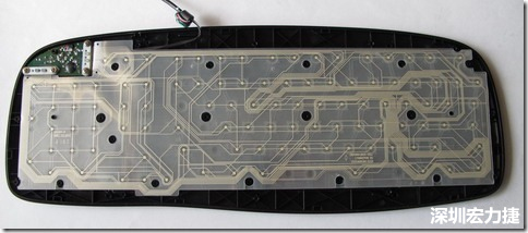 現(xiàn)在的電腦鍵盤拆開被蓋后就只看到一片約5mmx3mm的電路板及兩片取代原本電路板的PTF。