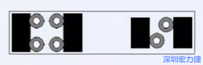 對于大尺寸的電容，比如板級濾波所用的鉭電容，推薦用圖中的安裝方法