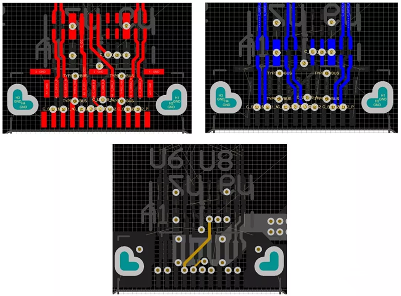 對SBU，USB2和CC1/2等信號做以下布線處理