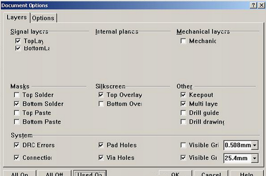 按“L”打開層設(shè)置窗口，打開各層圖形進行初步檢查，看文件有無設(shè)計上的問題或有無特殊的、在處理文件時需特別留意之處