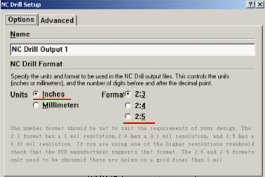 將格式改為“Inches 2：5”（ 以確保資料精度，反之孔與線路有偏移現(xiàn)象；）點OK完成鉆孔文件轉(zhuǎn)換